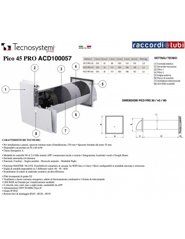 RECUPERATORE DI CALORE TECNOSYSTEMI PICO45PRO-