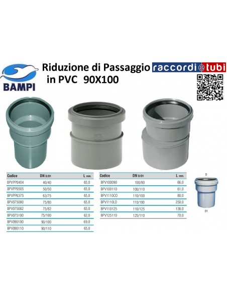 RIDUZIONE A INNESTO PVC MF 90X100