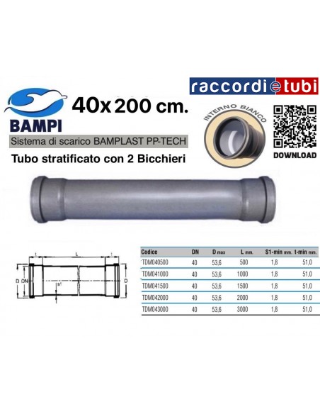 TUBO PP-TECH 2 BICCHIERI 40x200 Cm.