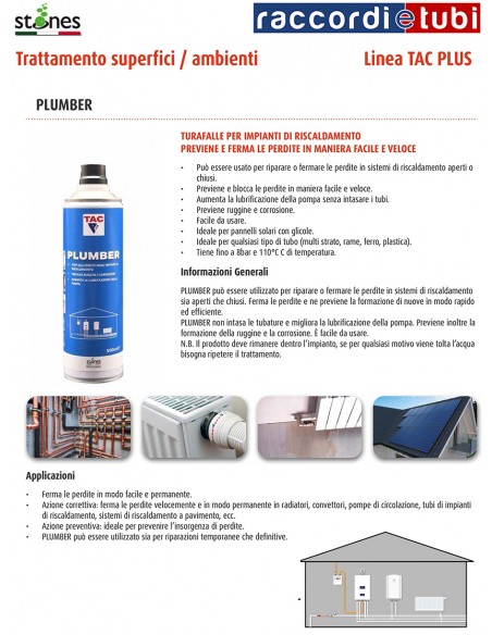 SIGILLANTE TURAFALLE STONES PLUMBER 500ML PER IMPIANTI DI RISCALDAMENTO