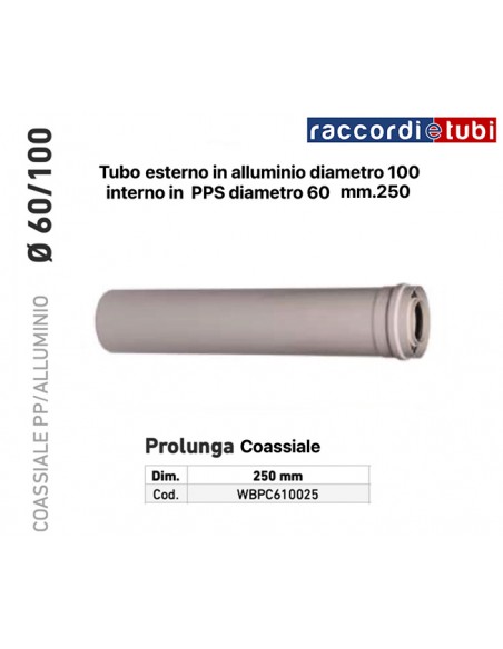 KOAXIALROHR ALUMINIUM PPS DURCHMESSER 100/60 mm 250