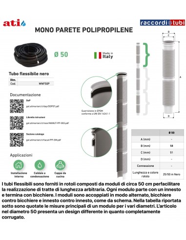 TUBO FUMO CORUGATO PPS D50