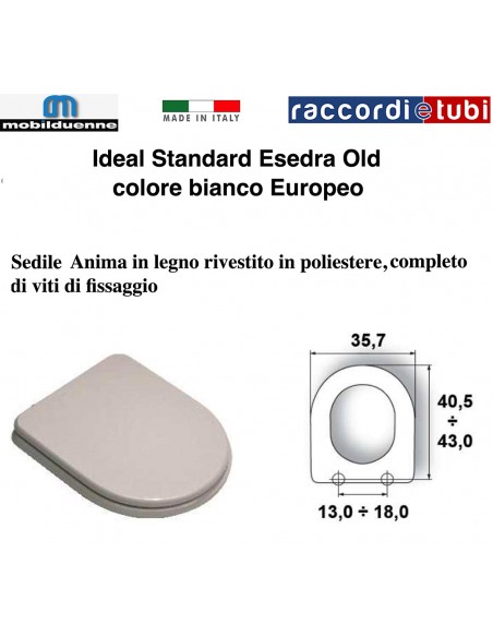 SEDILE IDEAL STANDARD ESEDRA OLD BIANCO EUROPEO