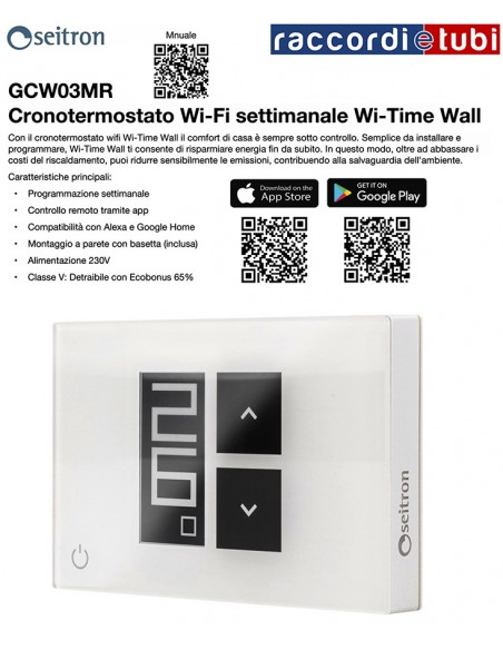 CRONOTERMOSTATO SMART HOME WI-FI SETTIMANALE GCW03MR001SE