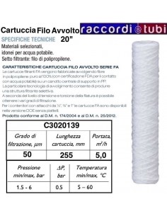 GEWICKELTER FILTERKARTUSCHE AUS 20" FADEN