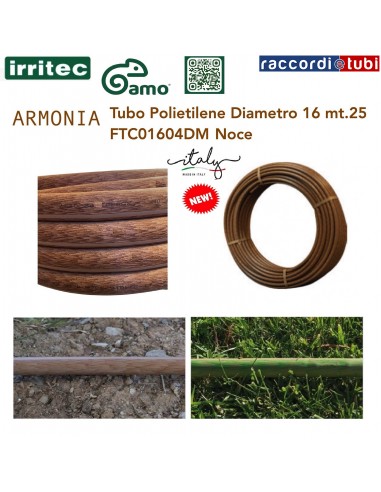 TUBO PE DIAMETRO 16 COLORE  NOCE MT.25