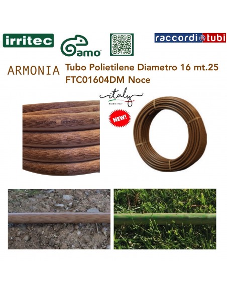 TUBO PE DIAMETRO 16 COLORE  NOCE MT.25