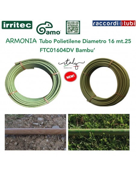 TUBO PE DIAMETRO 16 COLORE  BAMBU'  MT.25