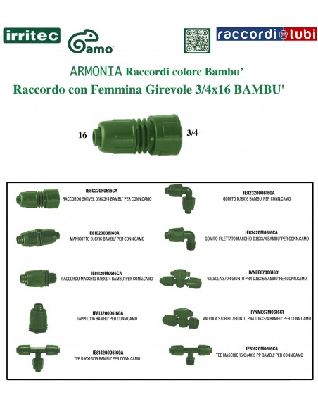 RACCORDO IRRITEC FEMMINA 3/4X16 GIRELLATO BAMBU'