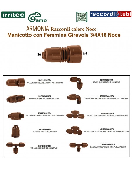 RACCORDO IRRITEC FEMMINA 3/4X16 GIRELLATO NOCE