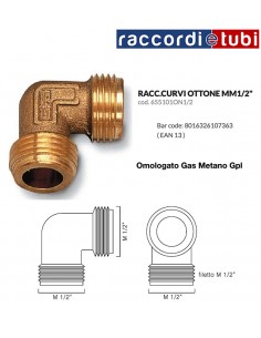 GOMITO OTTONE PER GAS MM OMOLOGATO ART.655101ON1/2