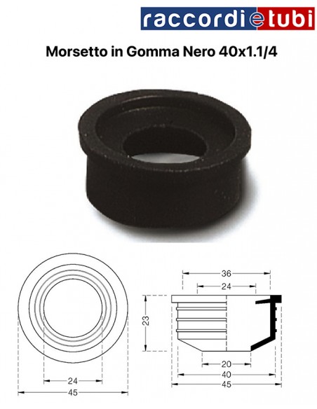 MORSETTO GOMMA NERO ESTERNO 40X1.1/4