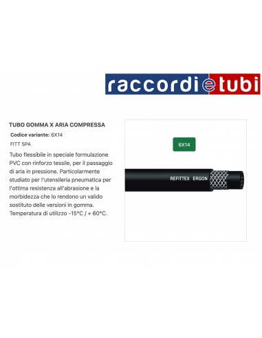 TUBO GOMMA NERO PER ARIA COMPRESSA 6X14