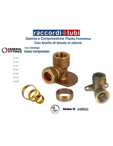 GOMITO CON STAFFA FEMMINA OGIVA OTTONE 1/2X16