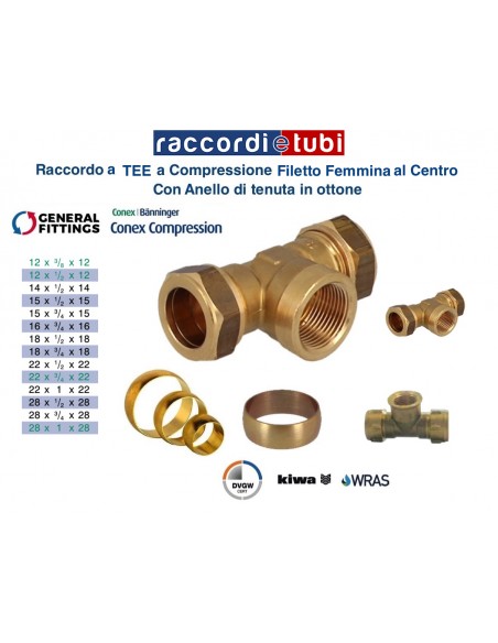 TEE OTTONE CON OGIVA DIAMETRO 18-1/2-18