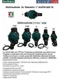 ELETTROVALVOLA IRRITEC DIAMETRO 1" FF 9V