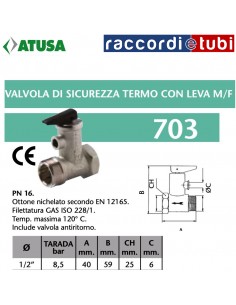 SICHERHEITSVENTIL FÜR WASSERERHITZER 1/2" 8-BAR