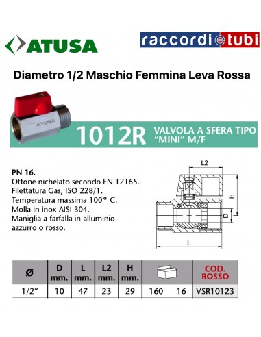 VALVOLA  A  SFERA MINI MF Ø 1/2 ROSSA