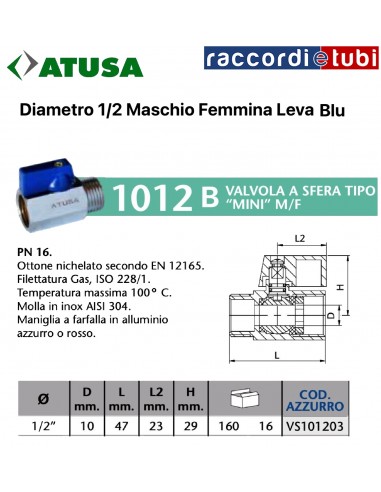 VALVOLA  A  SFERA MINI MF Ø 1/2 BLU
