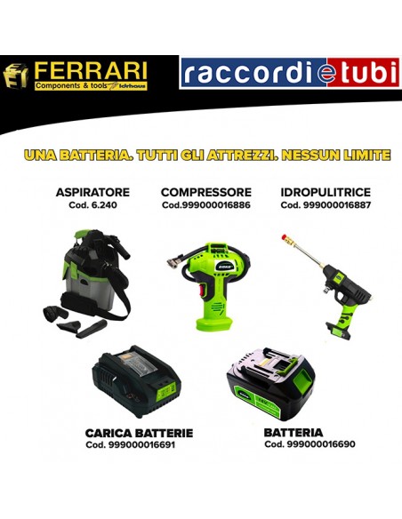 KIT FERRARI STAUBSAUGER-KOMPRESSOR-HOCHDRUCKREINIGER-LADEGERÄT-BATTERIE