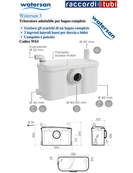 WATERSAN 3 ZERKLEINERER FÜR KOMPLETTES BADEZIMMER