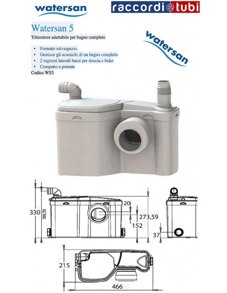 WATERSAN 5 TRITURATORE ADATTABILE PER BAGNO COMPLETO