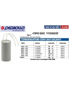 CONDENSATORE 50 mF 450V CON CAVI USCENTI