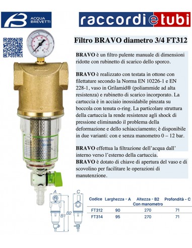 ACQUABREVETTI BRAVO 3/4 MANUELLES REINIGUNGSFILTER