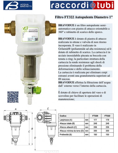 FILTRO ACQUABREVETTI BRAVO 2 1"...