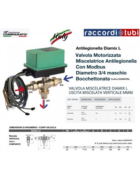 MISCELATORE ANTILEGIONELLA DIAMIX 3/4 MMM DIAMIXPBL COMPARATO