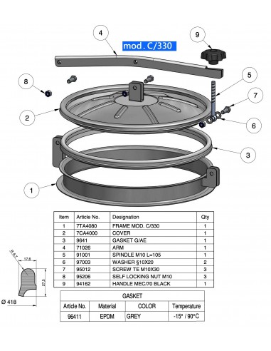 CHIUSINO IN ACCIAIO INOX PER SERBATOI MOD.C330