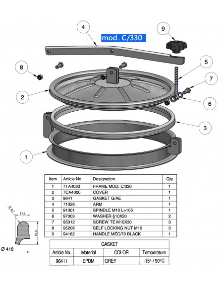 CHIUSINO IN ACCIAIO INOX PER SERBATOI MOD.C330