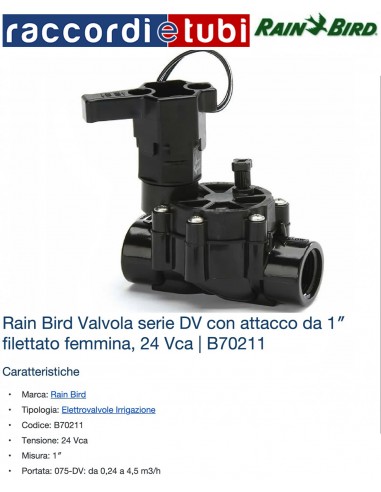 ELETTROVALVOLA RAIN BIRD 24v DIAMETRO 1" FF