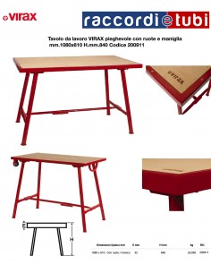 VIRAX TISCH MIT ROLLENSET UND GRIFF mm.1080x610x840H