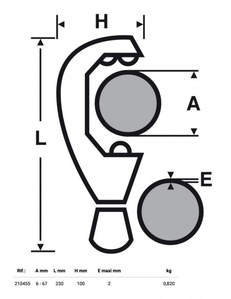 TAGLIATUBI VIRAX PER RAME da mm.6 a mm.67 Codice 210455