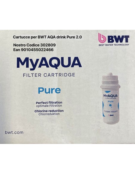 AQA DRINK PURE2.0 BWT completo di accessori per allaccio idrico e cartuccia Pure-