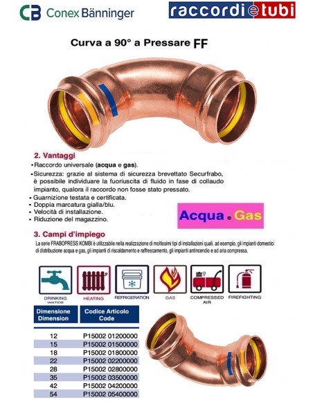 KUPFER-PRESSELBOGEN 90° WEIBLICH WEIBLICH 35X35
