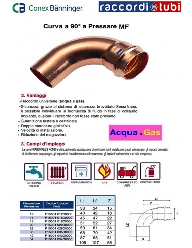 90° Pressfitting Kupferbogen...