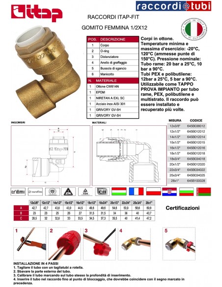 GOMITO FEMMINA PUSCH 1/2X12