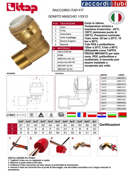 GOMITO MASCHIO PUSCH 1/2X12
