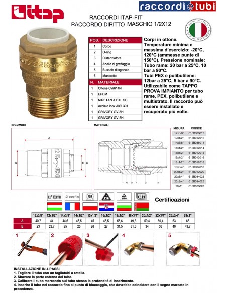 RACCORDO STECKNIPPEL PUSCH 1/2X12