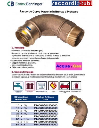 Männliches Pressfitting aus Bronze 28x1"