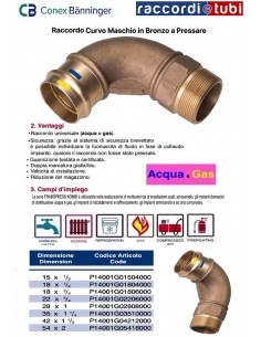 GOMITO MASCHIO IN BRONZO A PRESSARE 22X3/4