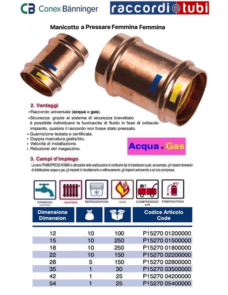 MANICOTTO RAME A PRESSARE FF 42