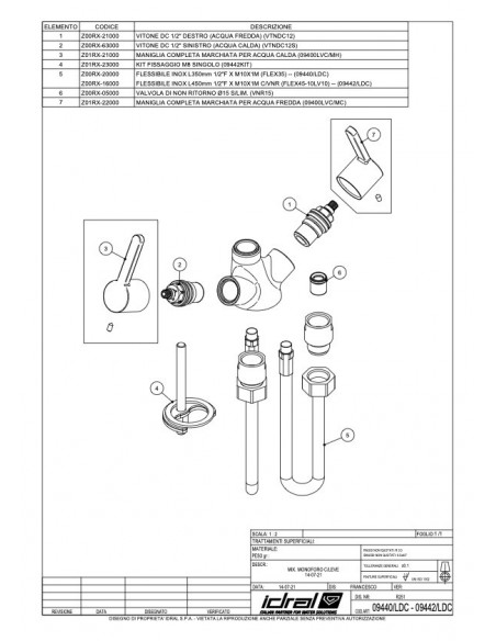 MISCELATORE MONOFORO A DISCO CERAMICO IDRAL Grande Portata