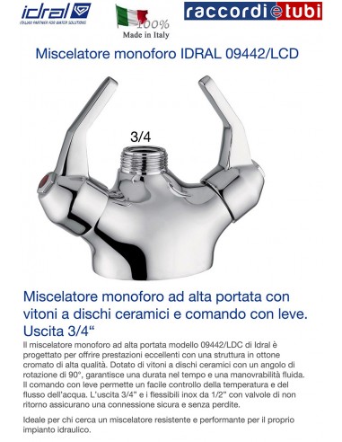 MISCELATORE MONOFORO A DISCO CERAMICO IDRAL...