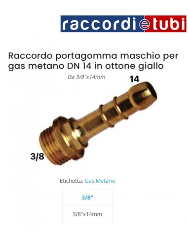 PORTAGOMMA OTTONE DIRITTO M.3/8 METANO