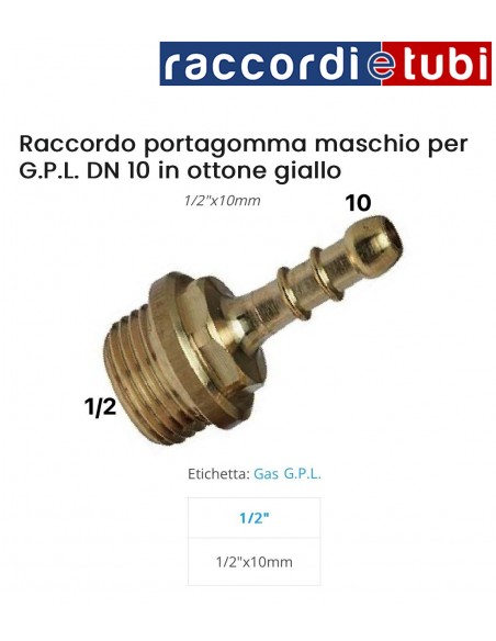 PORTAGOMMA OTTONE DIRITTO M.1/2 GPL