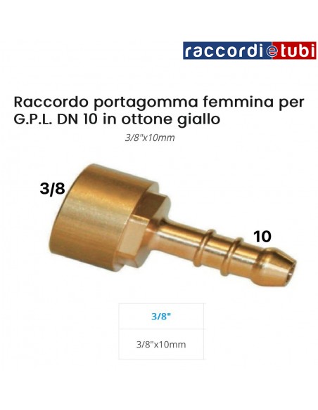 PORTAGOMMA OTTONE DIRITTO F.3/8 GPL