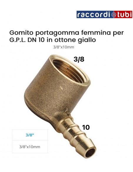PORTAGOMMA OTTONE CURVO F.3/8 GPL